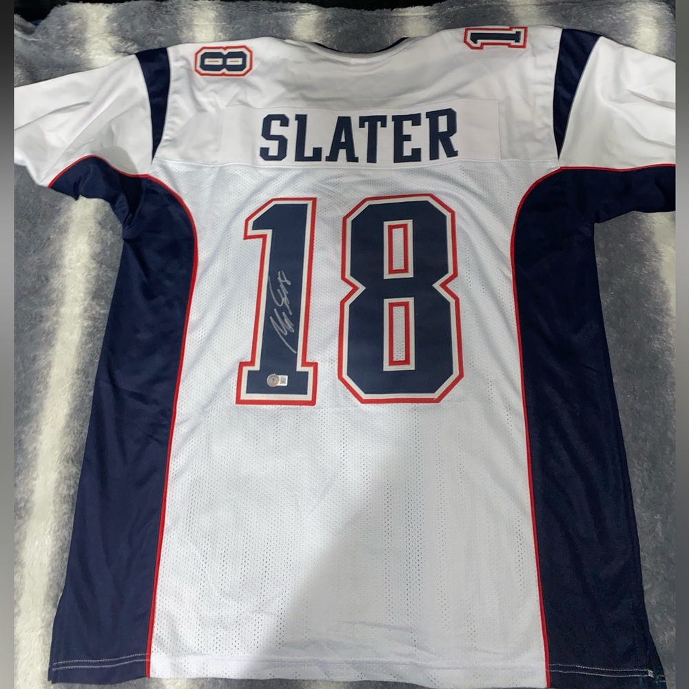 Mathew Slater custom signed full size patriots RSA jersey